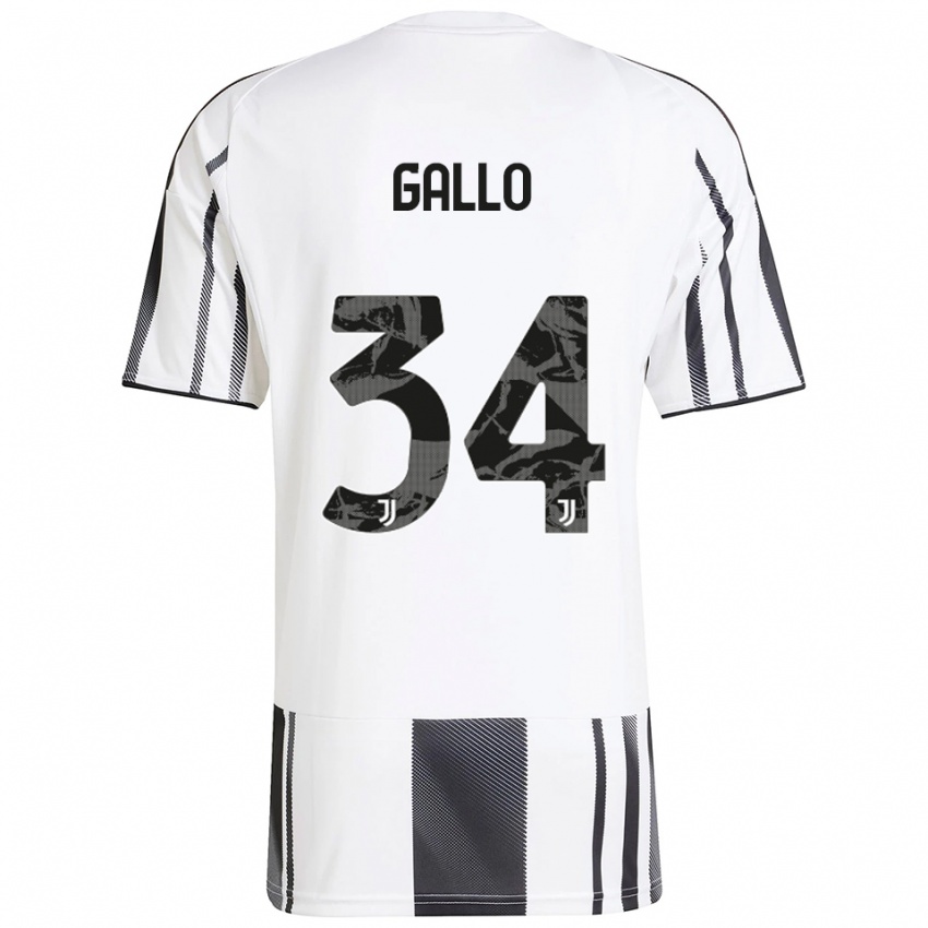 גברים Azzurra Gallo #34 לבן שחור ג'רזי ביתית 2025/26 חולצה קצרה