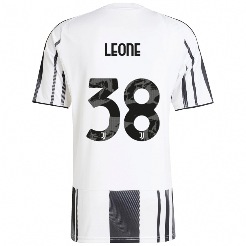 גברים Francesco Leone #38 לבן שחור ג'רזי ביתית 2025/26 חולצה קצרה