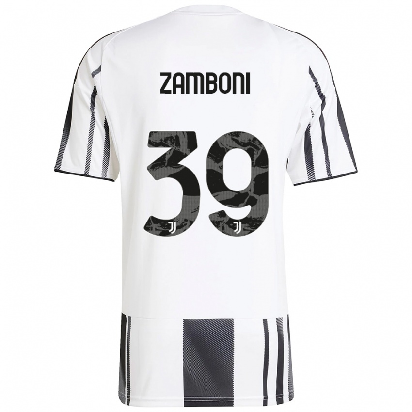 גברים Marta Zamboni #39 לבן שחור ג'רזי ביתית 2025/26 חולצה קצרה