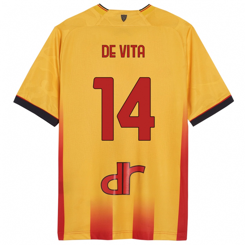 גברים Mattia De Vita #14 צהוב כתום ג'רזי ביתית 2025/26 חולצה קצרה