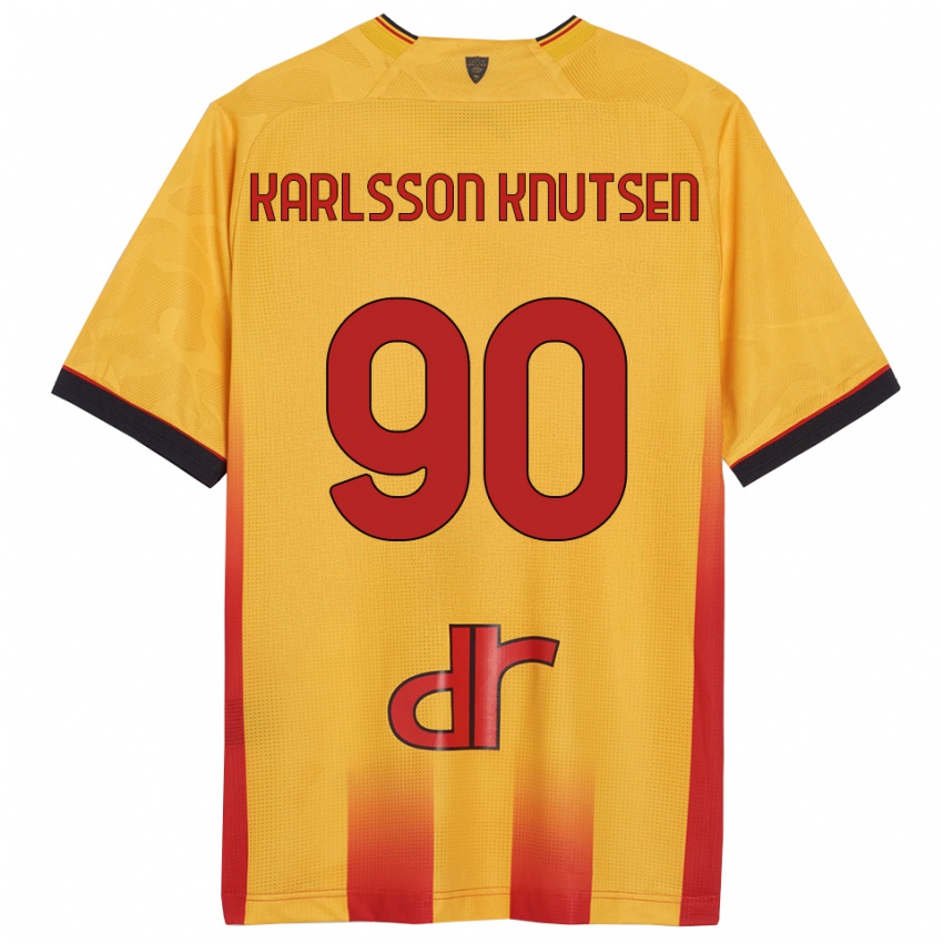 גברים Storm Karlsson Knutsen #90 צהוב כתום ג'רזי ביתית 2025/26 חולצה קצרה