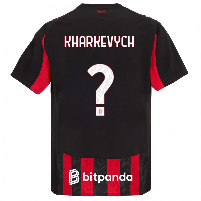 גברים Yaroslav Kharkevych #0 אדום שחור ג'רזי ביתית 2025/26 חולצה קצרה