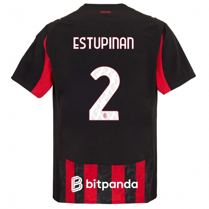 גברים פרביס אסטופיניאן #2 אדום שחור ג'רזי ביתית 2025/26 חולצה קצרה