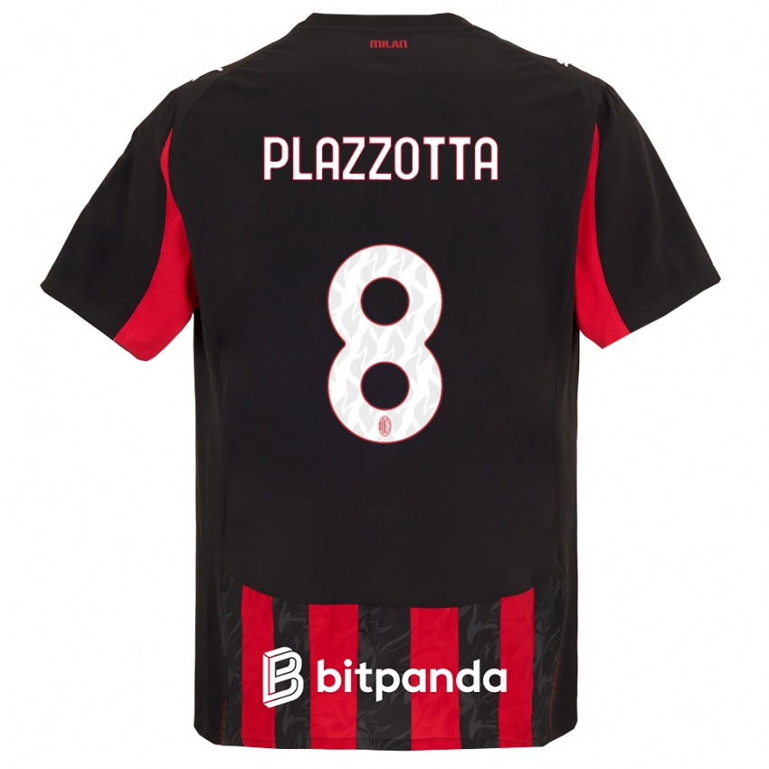 גברים Filippo Plazzotta #8 אדום שחור ג'רזי ביתית 2025/26 חולצה קצרה
