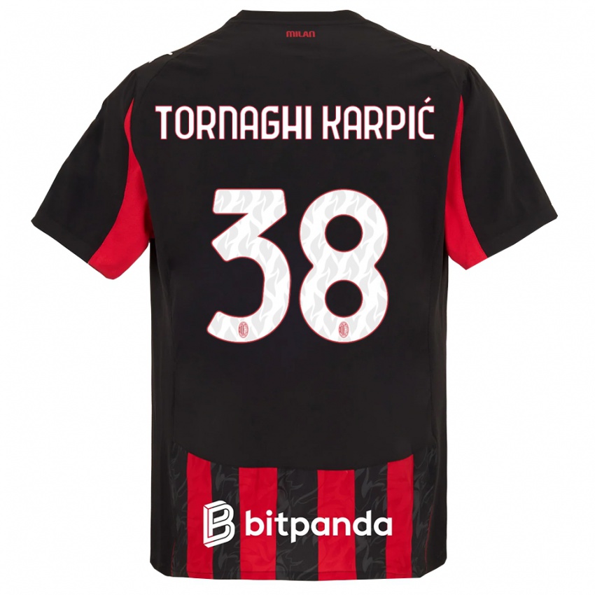 גברים Lavinia Tornaghi Karpić #38 אדום שחור ג'רזי ביתית 2025/26 חולצה קצרה