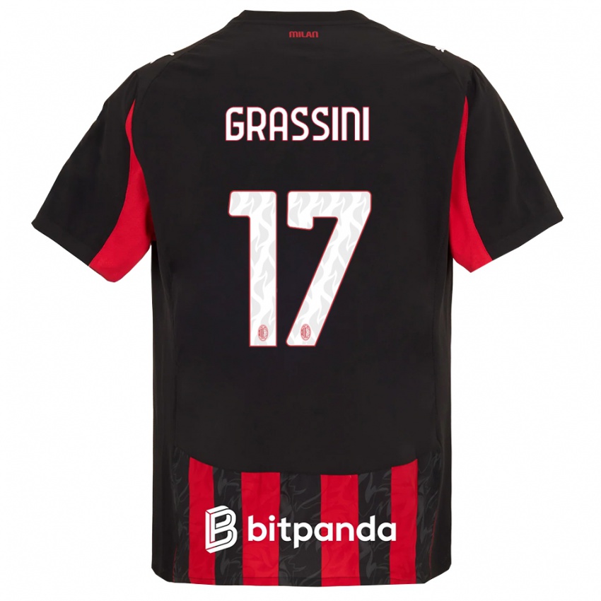 גברים Riccardo Grassini #17 אדום שחור ג'רזי ביתית 2025/26 חולצה קצרה