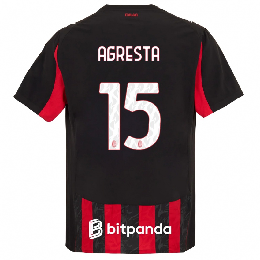 גברים סטפנו אגרסטה #15 אדום שחור ג'רזי ביתית 2025/26 חולצה קצרה