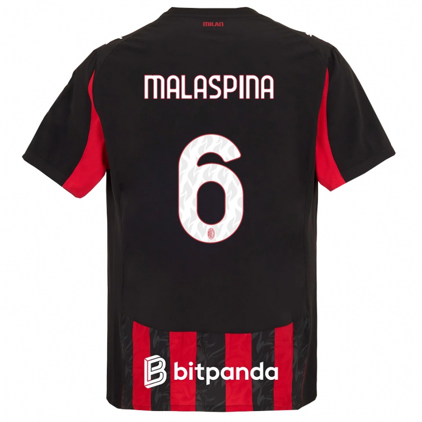 גברים מתיה מלספינה #6 אדום שחור ג'רזי ביתית 2025/26 חולצה קצרה