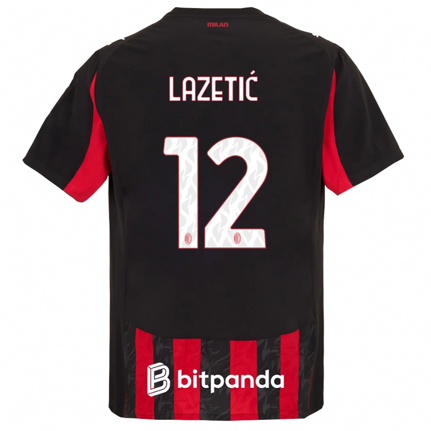 גברים מרקו לאזטיץ' #12 אדום שחור ג'רזי ביתית 2025/26 חולצה קצרה