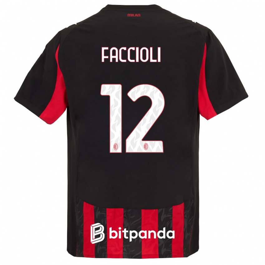 גברים פייטרו פאצ׳ולי #12 אדום שחור ג'רזי ביתית 2025/26 חולצה קצרה
