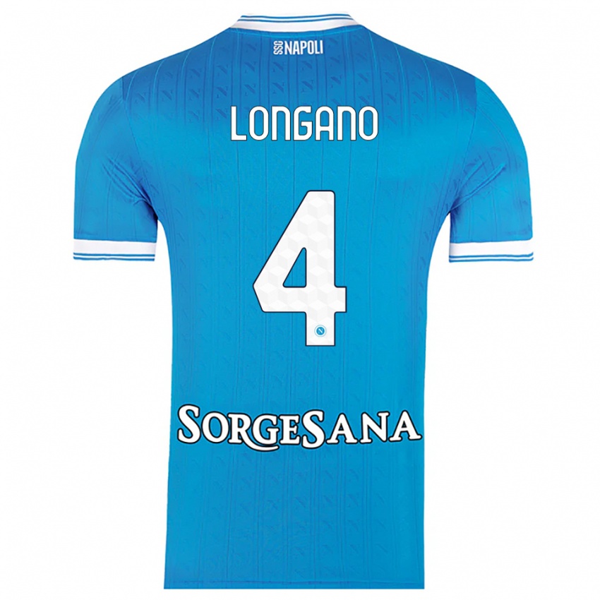 גברים Salvatore Longano #4 תכלת לבן ג'רזי ביתית 2025/26 חולצה קצרה