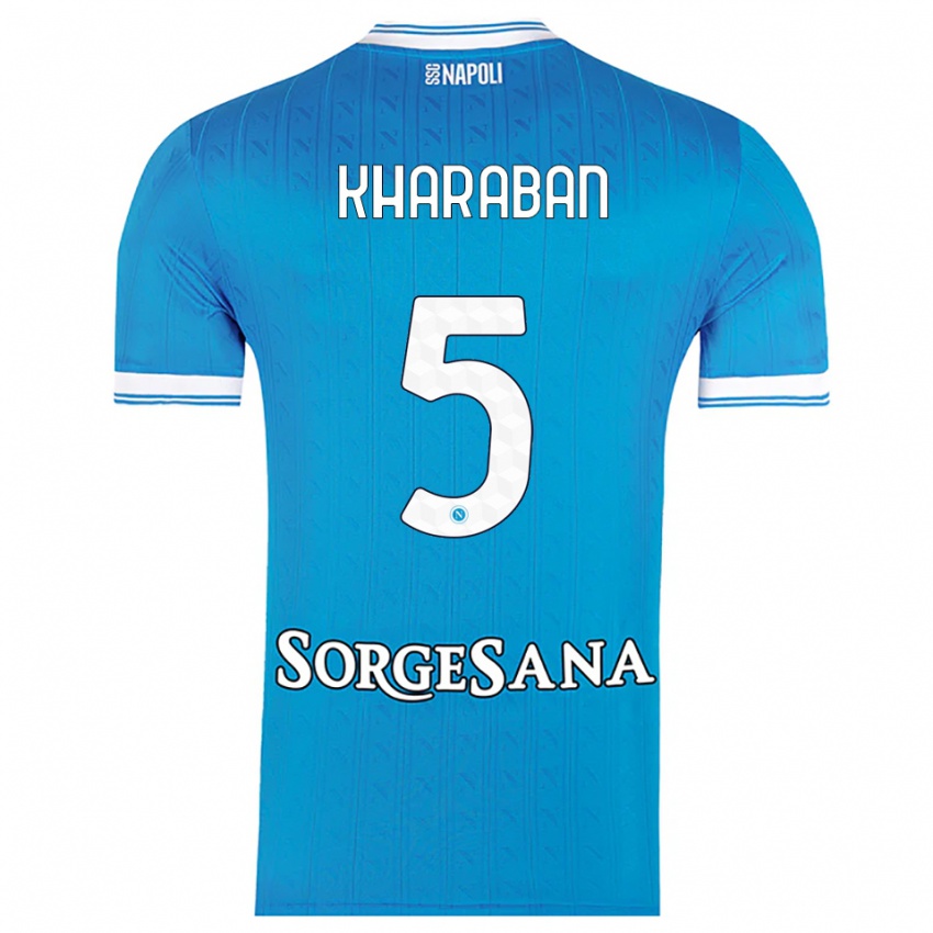 גברים Vitaliy Kharaban #5 תכלת לבן ג'רזי ביתית 2025/26 חולצה קצרה