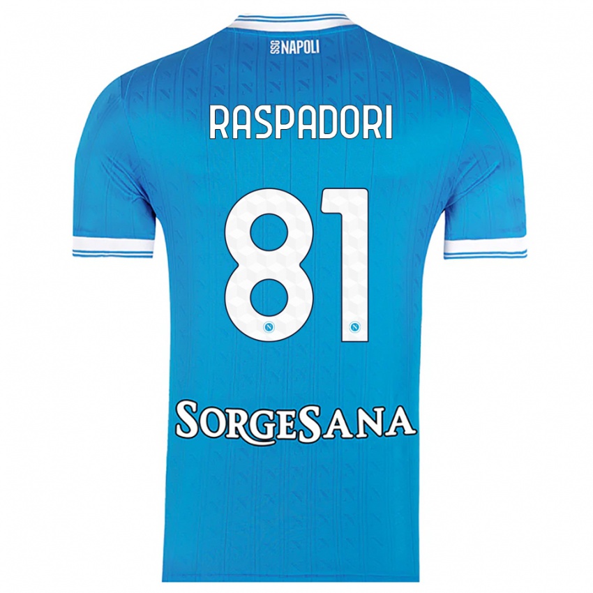 גברים Giacomo Raspadori #81 תכלת לבן ג'רזי ביתית 2025/26 חולצה קצרה