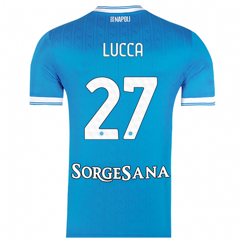 גברים לורנצו לוקה #27 תכלת לבן ג'רזי ביתית 2025/26 חולצה קצרה