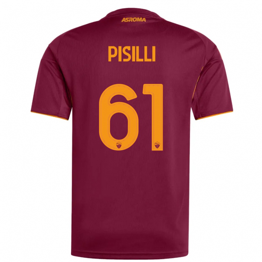 גברים Niccolo Pisilli #61 בורגונדי כתום ג'רזי ביתית 2025/26 חולצה קצרה