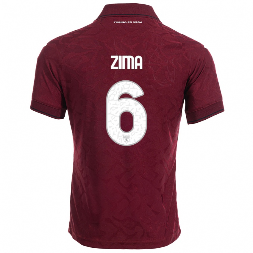 גברים דויד זימה #6 בורגונדי לבן ג'רזי ביתית 2025/26 חולצה קצרה