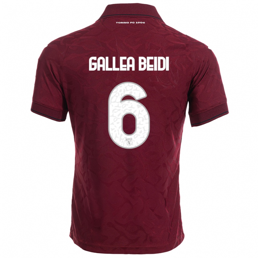 גברים Francesco Gallea Beidi #6 בורגונדי לבן ג'רזי ביתית 2025/26 חולצה קצרה