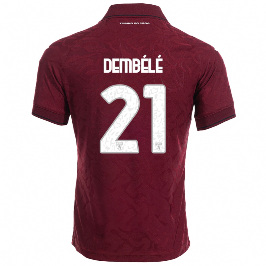 גברים עלי דמבלה #21 בורגונדי לבן ג'רזי ביתית 2025/26 חולצה קצרה