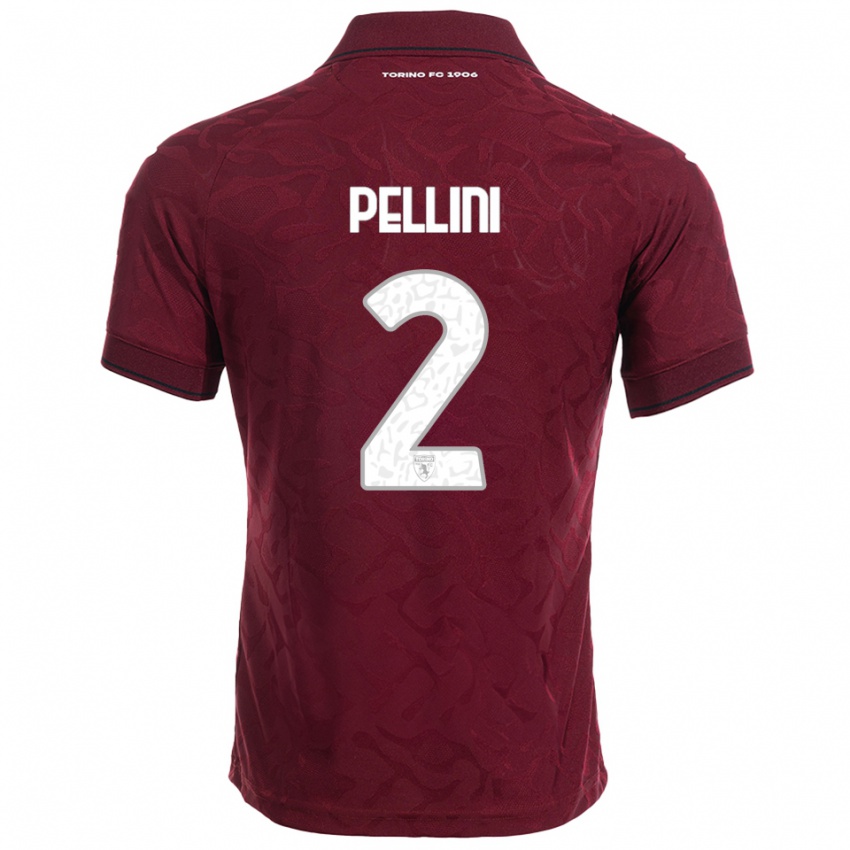 גברים Mattia Pellini #2 בורגונדי לבן ג'רזי ביתית 2025/26 חולצה קצרה