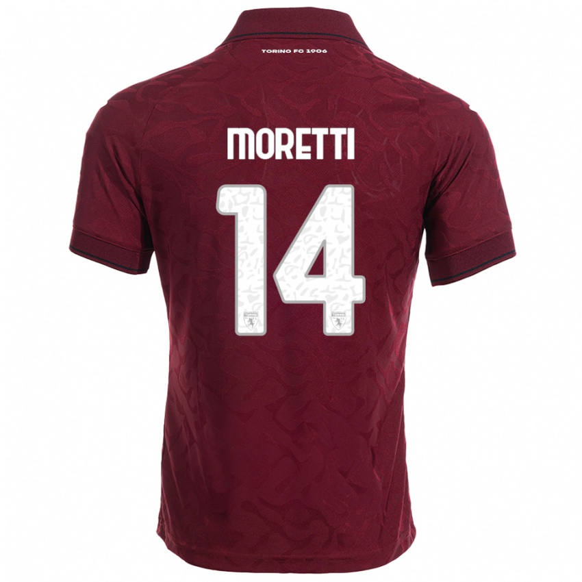 גברים Matias Moretti #14 בורגונדי לבן ג'רזי ביתית 2025/26 חולצה קצרה