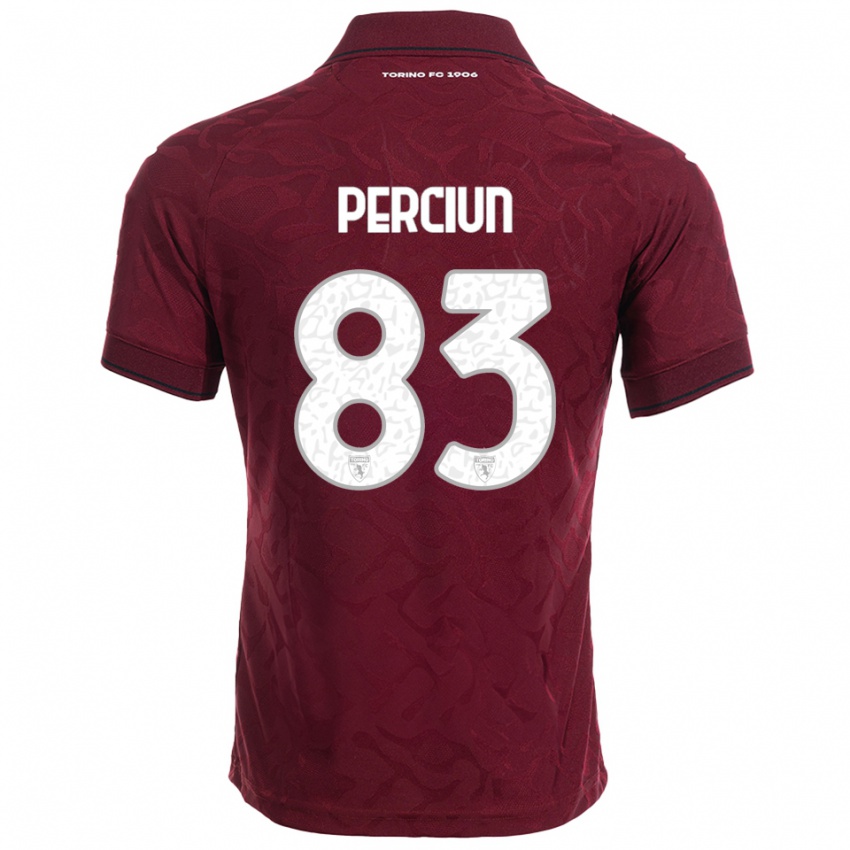 גברים סרג׳יו פרסיון #83 בורגונדי לבן ג'רזי ביתית 2025/26 חולצה קצרה