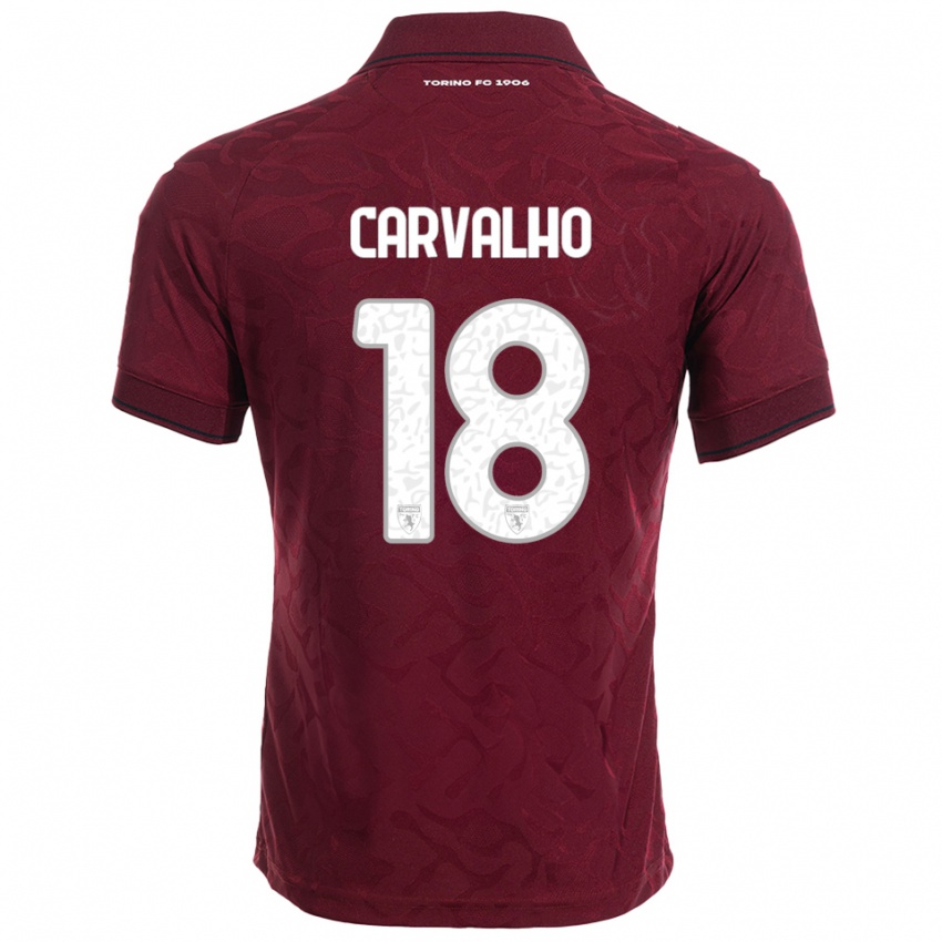 גברים Lorenzo Carvalho #18 בורגונדי לבן ג'רזי ביתית 2025/26 חולצה קצרה