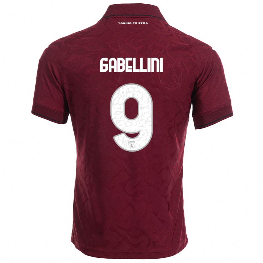 גברים טומאסו גאבליני #9 בורגונדי לבן ג'רזי ביתית 2025/26 חולצה קצרה