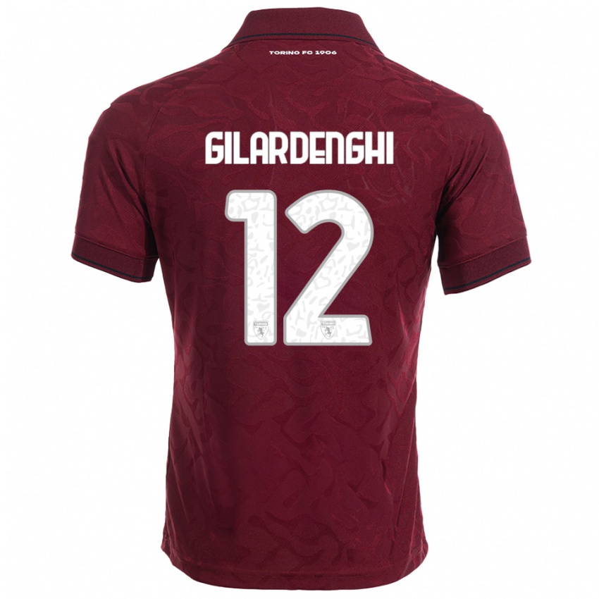 גברים Riccardo Gilardenghi #12 בורגונדי לבן ג'רזי ביתית 2025/26 חולצה קצרה