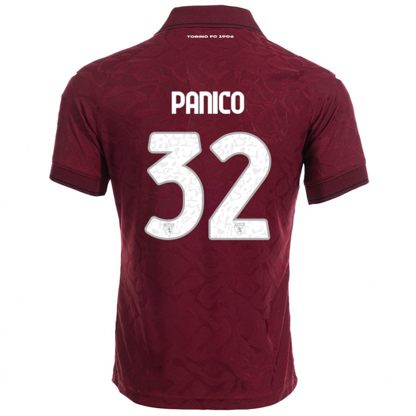 גברים פטריציה פאניקו #32 בורגונדי לבן ג'רזי ביתית 2025/26 חולצה קצרה