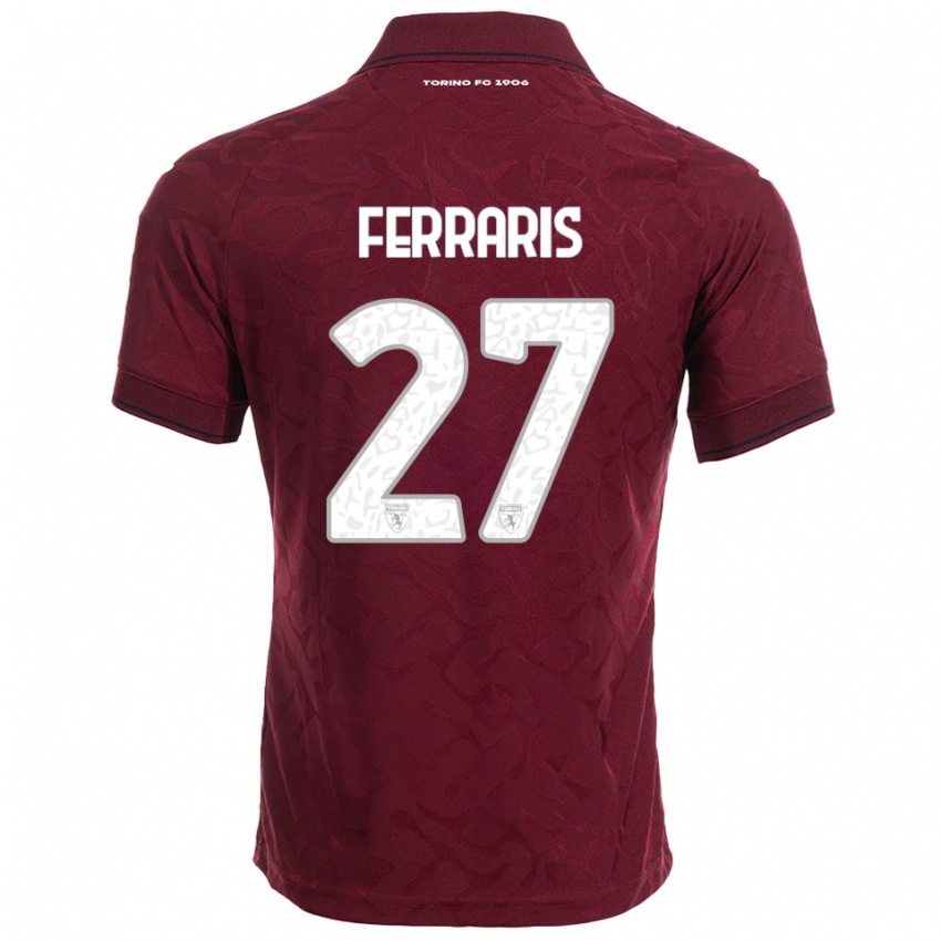 גברים לורנצו פרארי #27 בורגונדי לבן ג'רזי ביתית 2025/26 חולצה קצרה