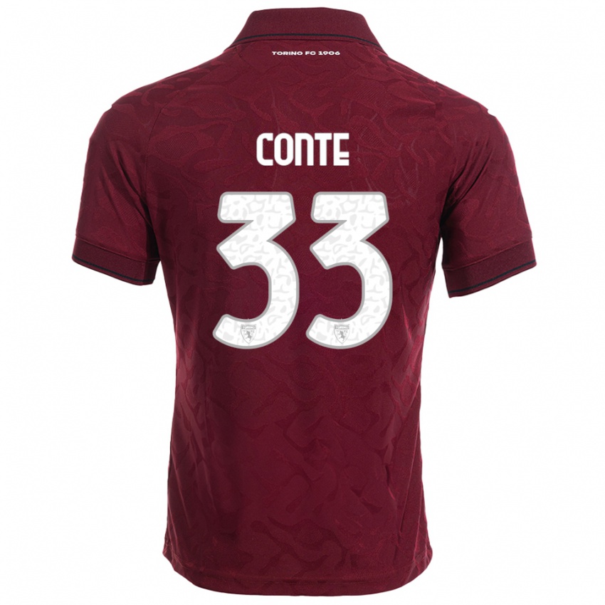 גברים ג'ואל קונטה #33 בורגונדי לבן ג'רזי ביתית 2025/26 חולצה קצרה