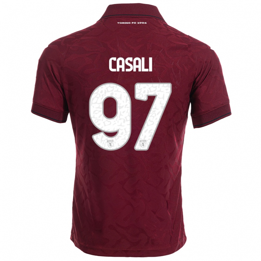 גברים מישל קזאלי #97 בורגונדי לבן ג'רזי ביתית 2025/26 חולצה קצרה