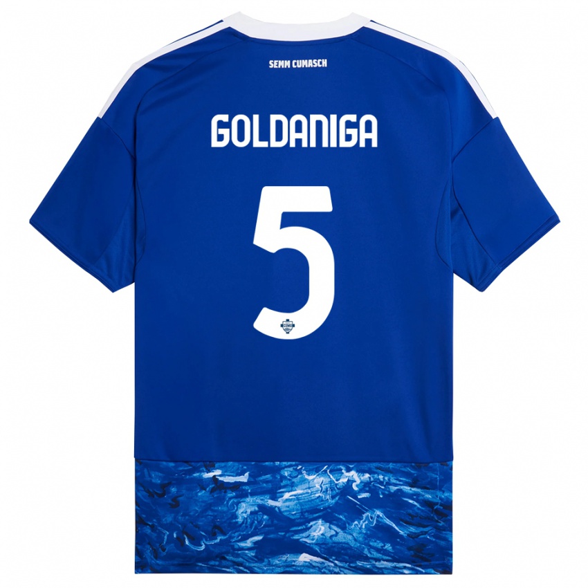 גברים Edoardo Goldaniga #5 כחול לבן ג'רזי ביתית 2025/26 חולצה קצרה