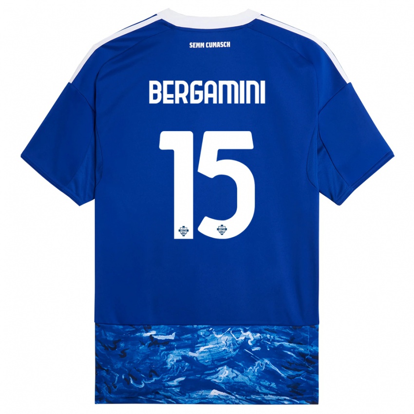 גברים Mattia Bergamini #15 כחול לבן ג'רזי ביתית 2025/26 חולצה קצרה