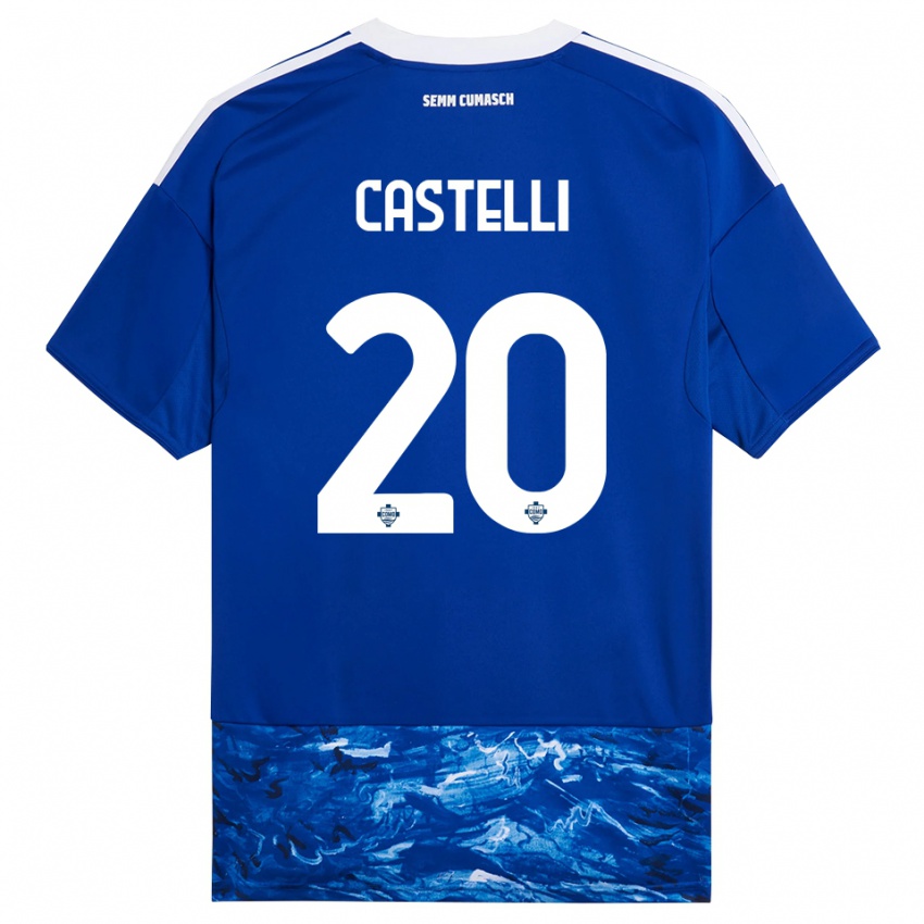 גברים Matteo Castelli #20 כחול לבן ג'רזי ביתית 2025/26 חולצה קצרה