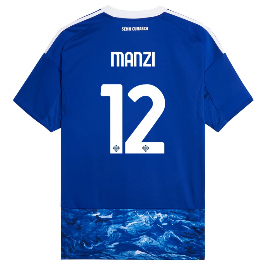 גברים Federico Manzi #12 כחול לבן ג'רזי ביתית 2025/26 חולצה קצרה