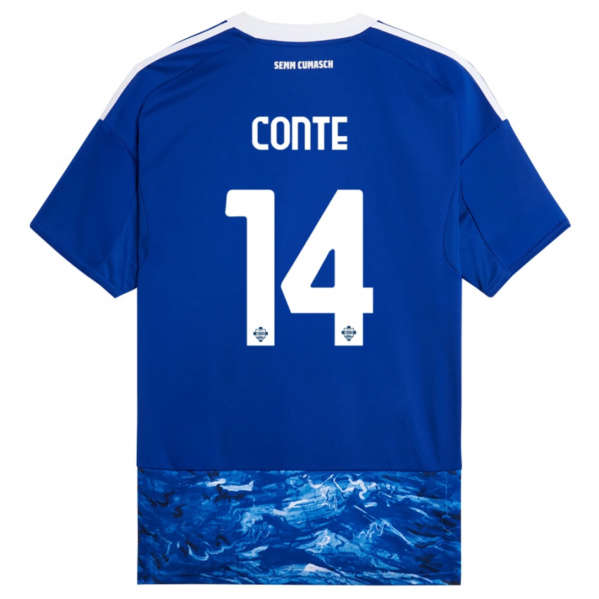 גברים Federico Conte #14 כחול לבן ג'רזי ביתית 2025/26 חולצה קצרה