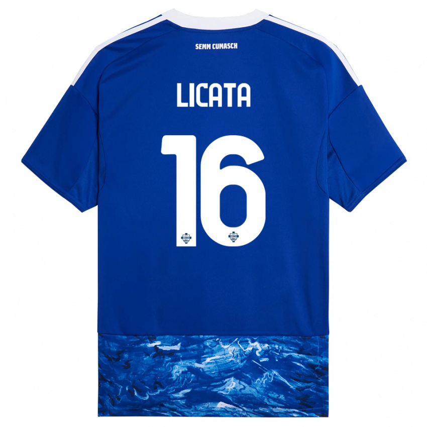 גברים Alessandro Licata #16 כחול לבן ג'רזי ביתית 2025/26 חולצה קצרה