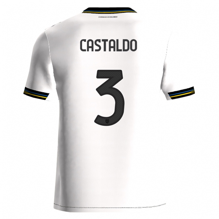 גברים Antonio Castaldo #3 לבן שחור ג'רזי ביתית 2025/26 חולצה קצרה