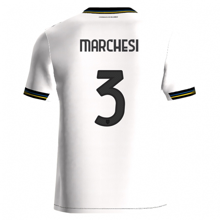 גברים Lorenzo Marchesi #3 לבן שחור ג'רזי ביתית 2025/26 חולצה קצרה