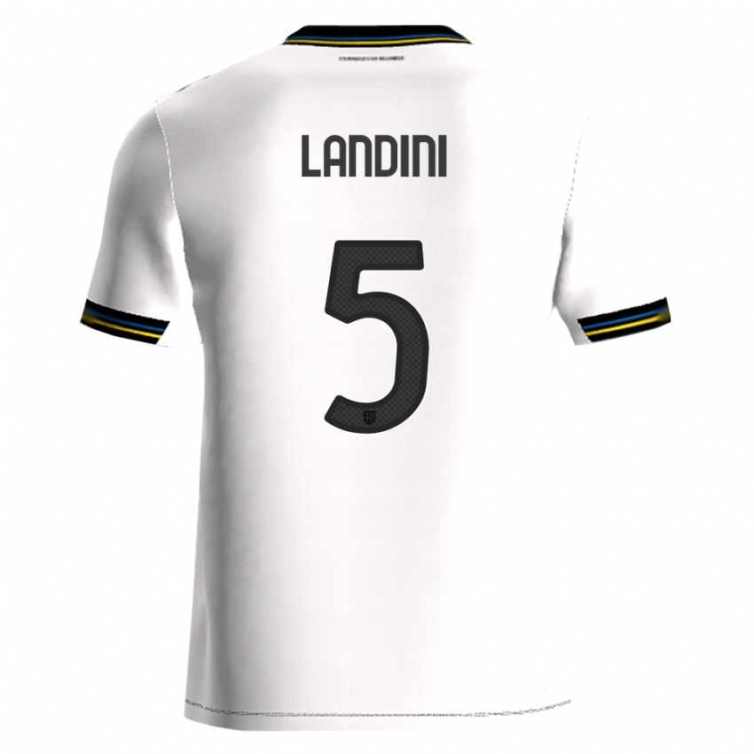 גברים Simone Landini #5 לבן שחור ג'רזי ביתית 2025/26 חולצה קצרה