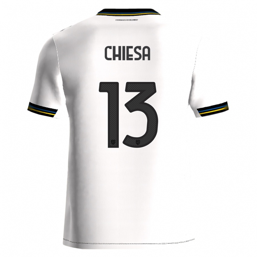 גברים Riccardo Chiesa #13 לבן שחור ג'רזי ביתית 2025/26 חולצה קצרה