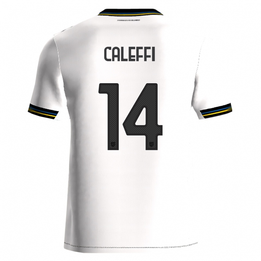 גברים Riccardo Caleffi #14 לבן שחור ג'רזי ביתית 2025/26 חולצה קצרה