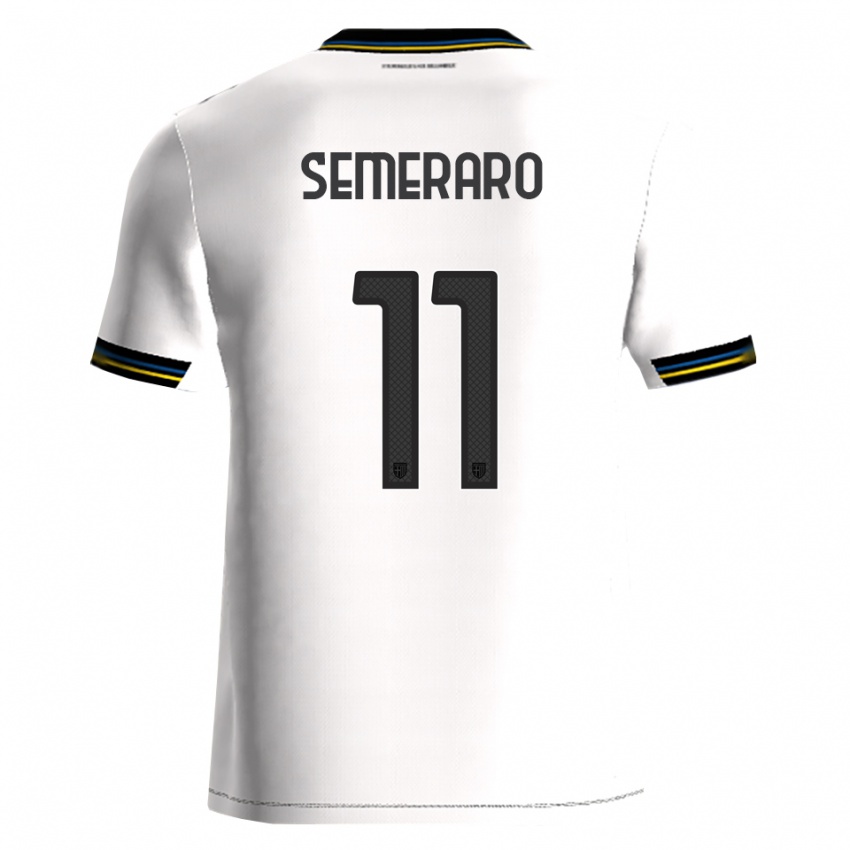 גברים Riccardo Semeraro #11 לבן שחור ג'רזי ביתית 2025/26 חולצה קצרה