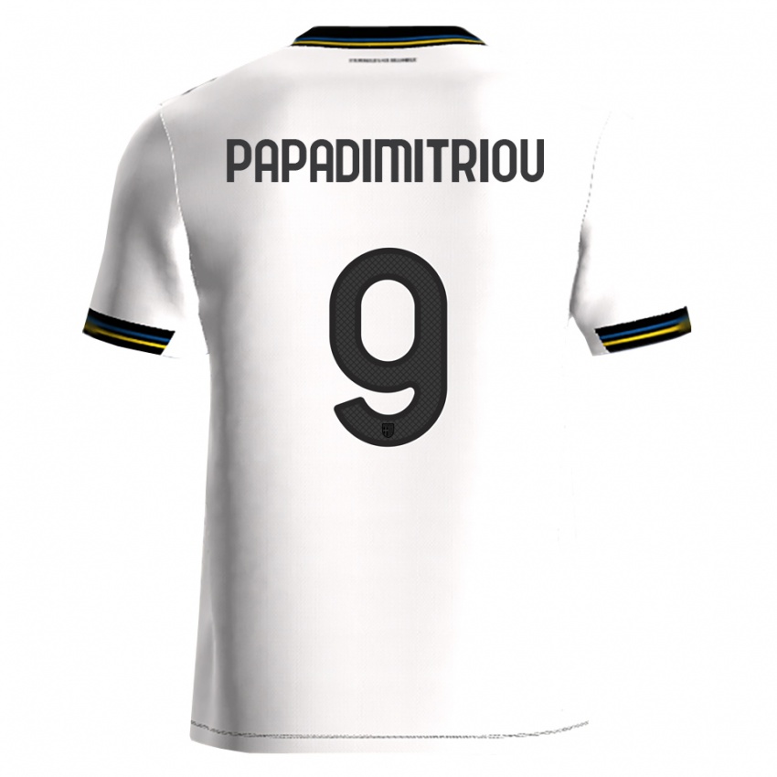 גברים Eirinaios Papadimitriou #9 לבן שחור ג'רזי ביתית 2025/26 חולצה קצרה