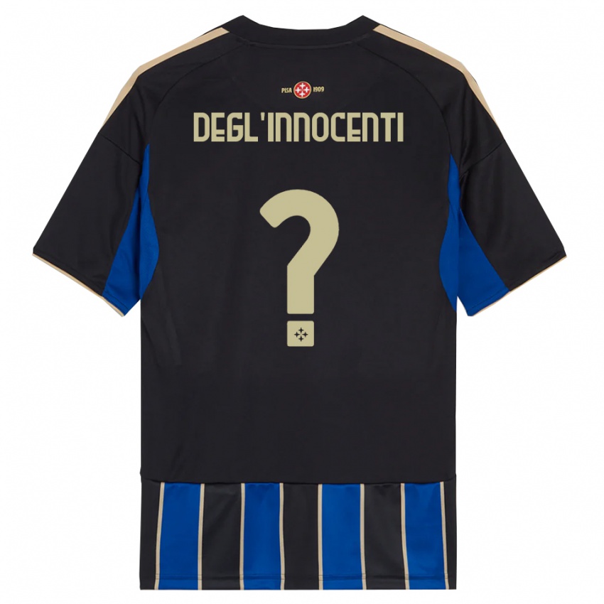גברים Luca Degl'innocenti #0 שחור כחול ג'רזי ביתית 2025/26 חולצה קצרה