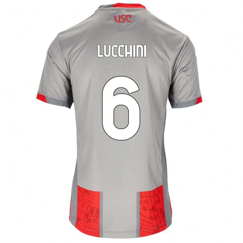 גברים Matteo Lucchini #6 אדום אפור ג'רזי ביתית 2025/26 חולצה קצרה