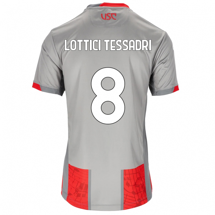 גברים Simone Lottici Tessadri #8 אדום אפור ג'רזי ביתית 2025/26 חולצה קצרה