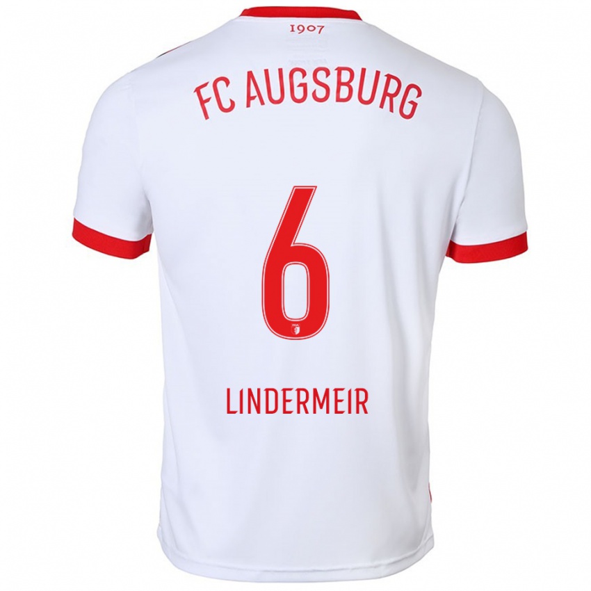 גברים Dominik Lindermeir #6 לבן אדום ג'רזי ביתית 2025/26 חולצה קצרה