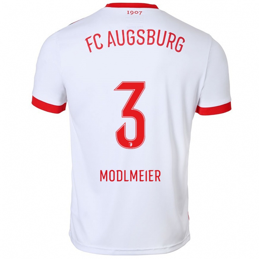 גברים Benedikt Modlmeier #3 לבן אדום ג'רזי ביתית 2025/26 חולצה קצרה
